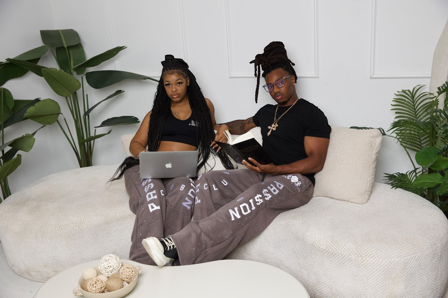 Heavy set rhinestones passion sweatpants