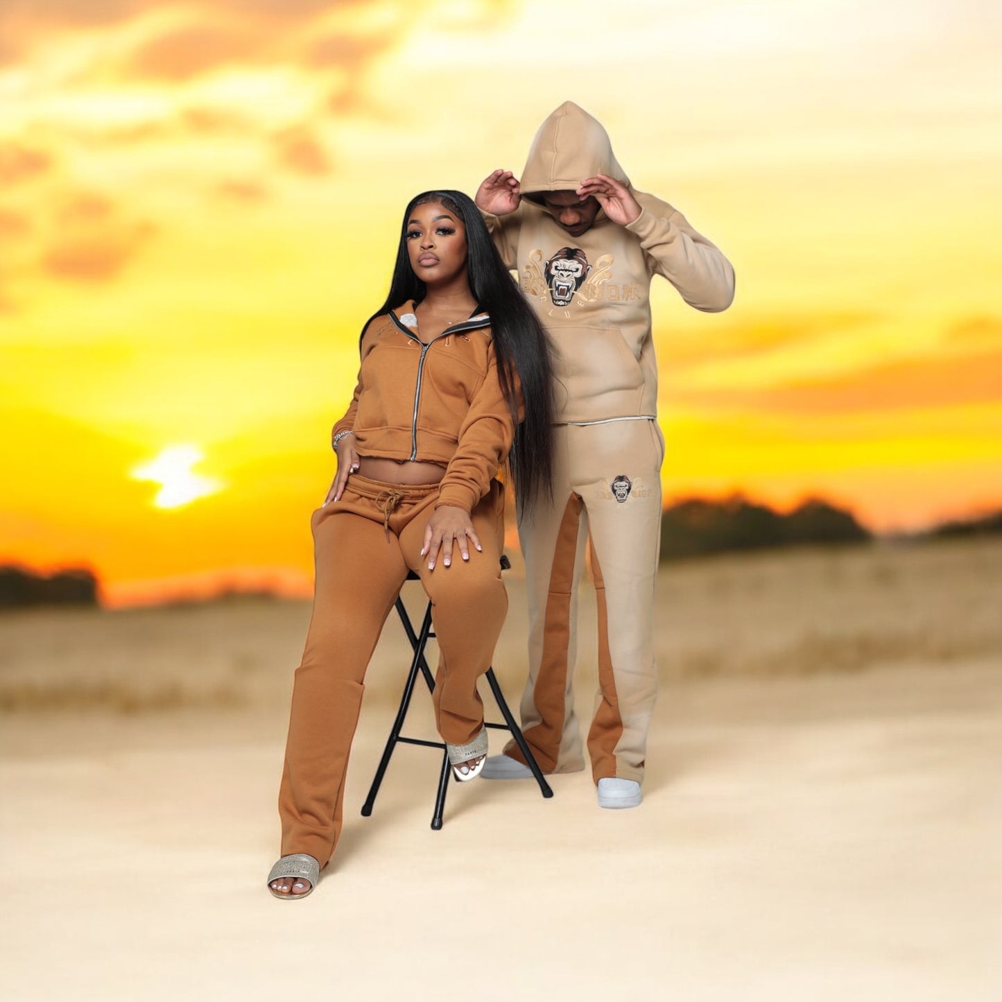 Men’s Flared Sweatsuits Sweatpants and Hoodie Set