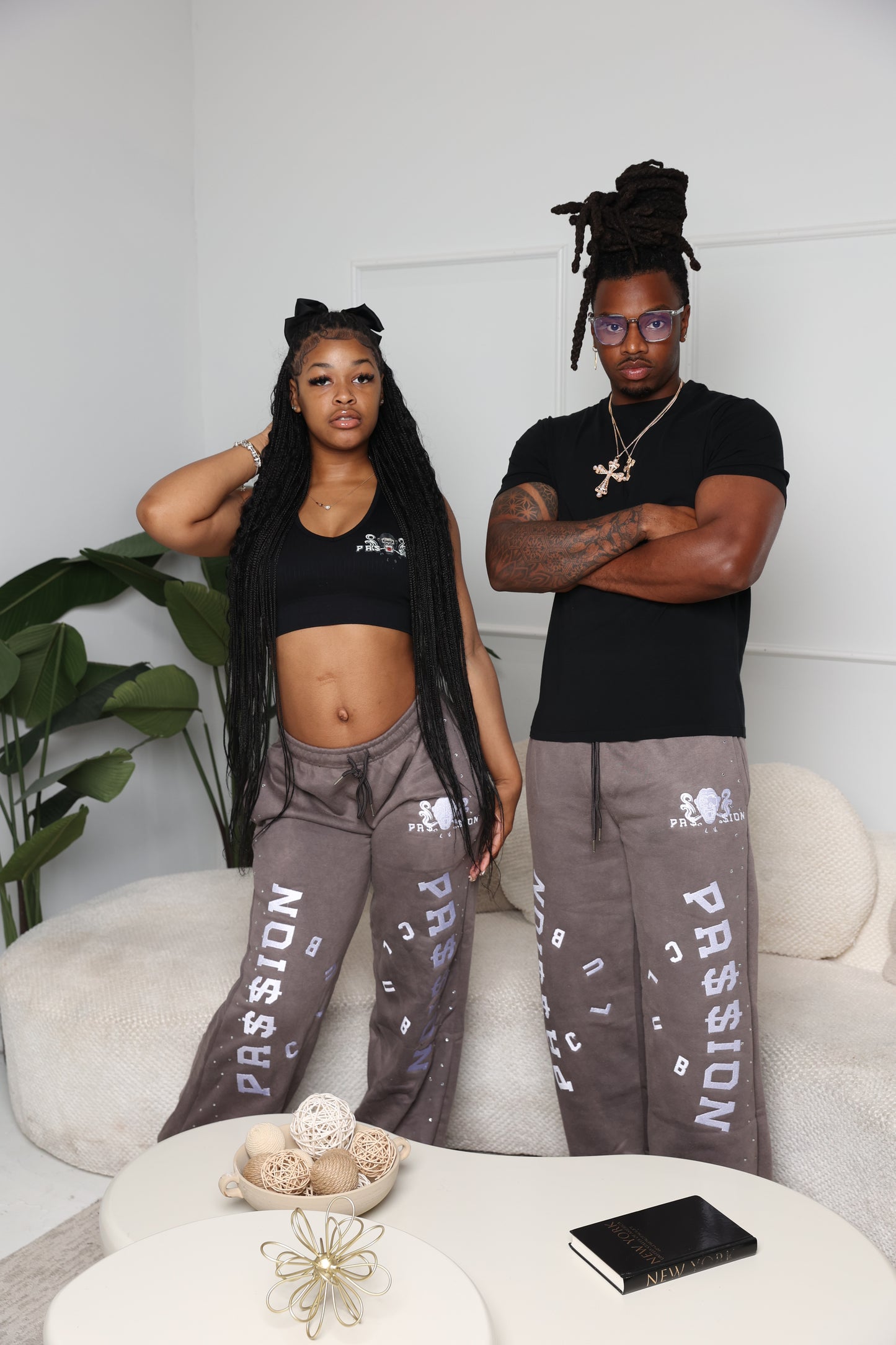 Heavy set rhinestones passion sweatpants