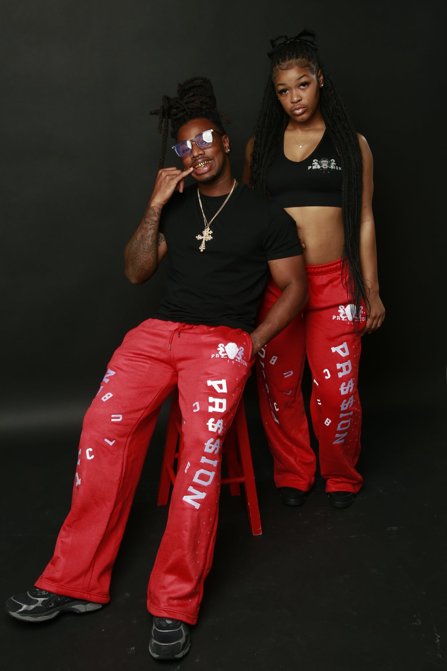 Heavy set rhinestones passion sweatpants