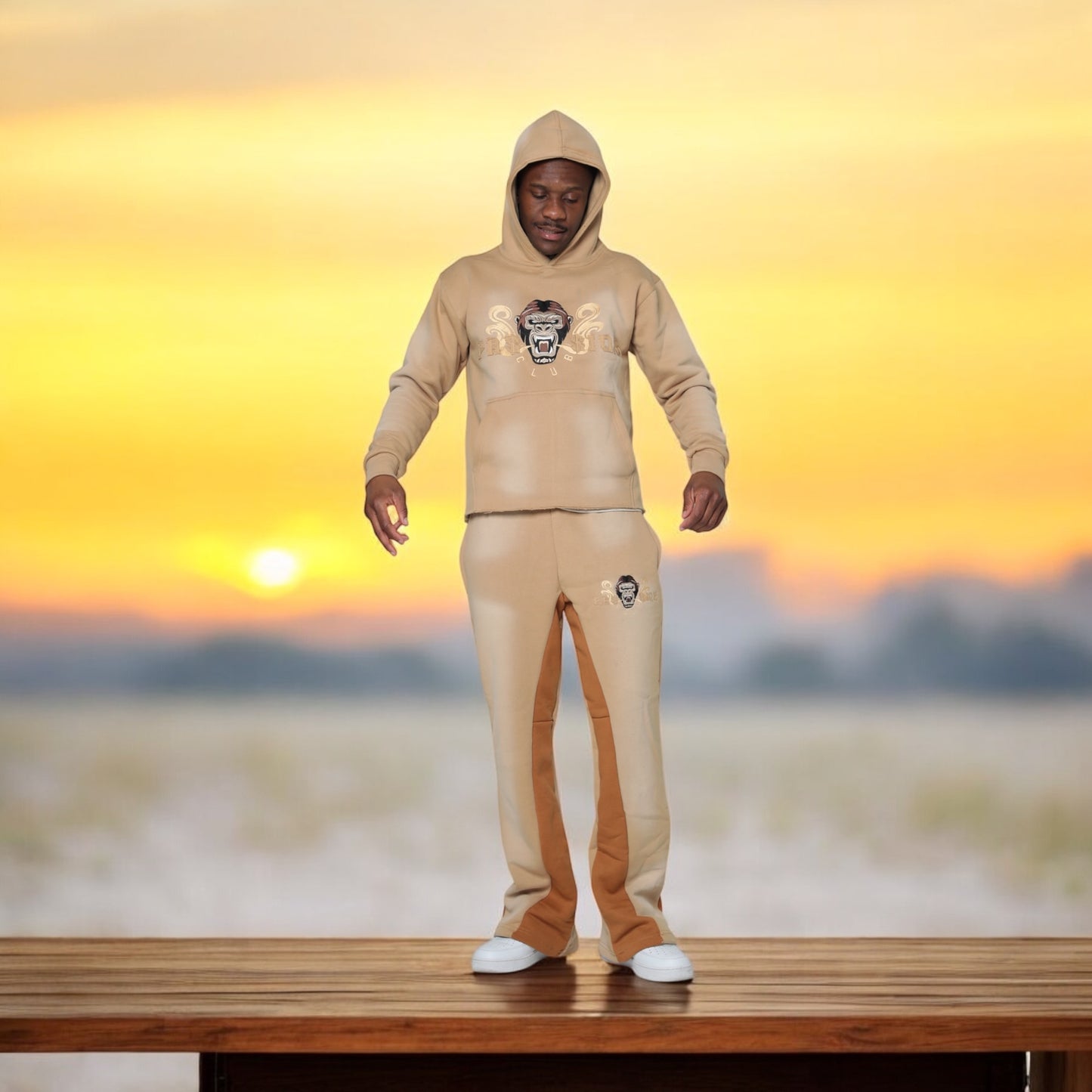 Men’s Flared Sweatsuits Sweatpants and Hoodie Set