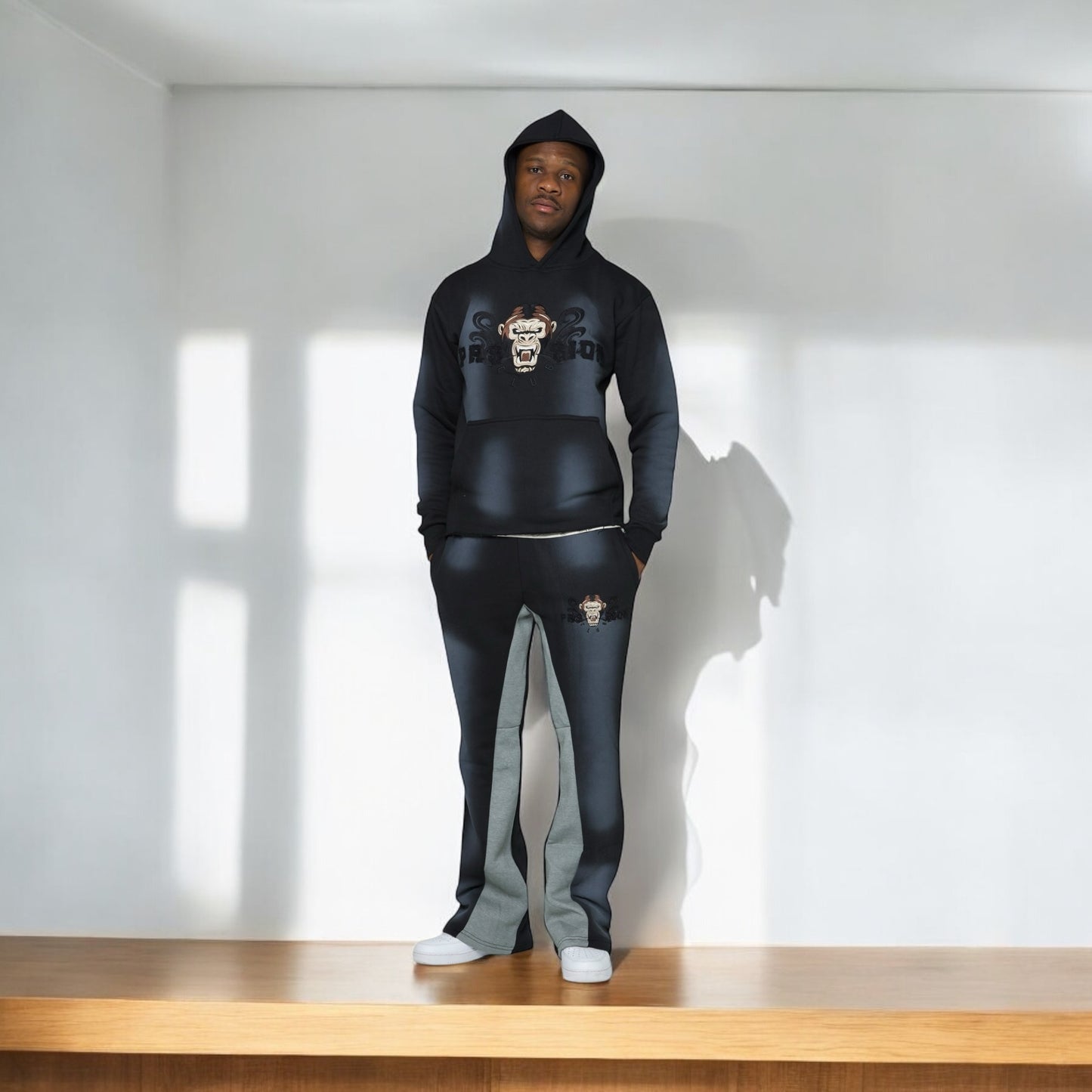 Men’s Flared Sweatsuits Sweatpants and Hoodie Set