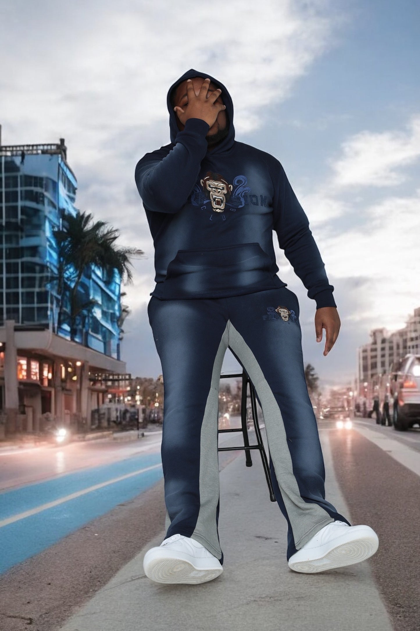 Men’s Flared Sweatsuits Sweatpants and Hoodie Set