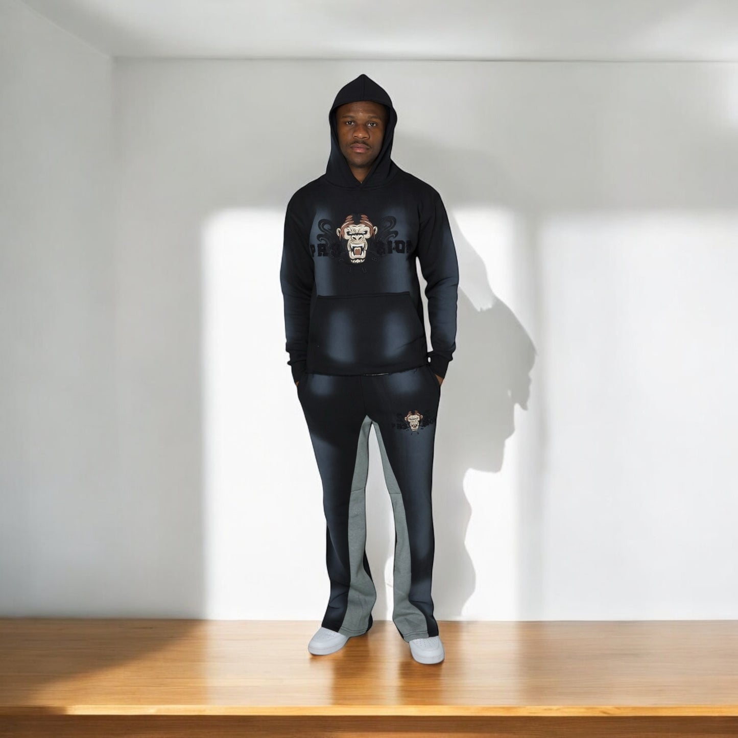 Men’s Flared Sweatsuits Sweatpants and Hoodie Set